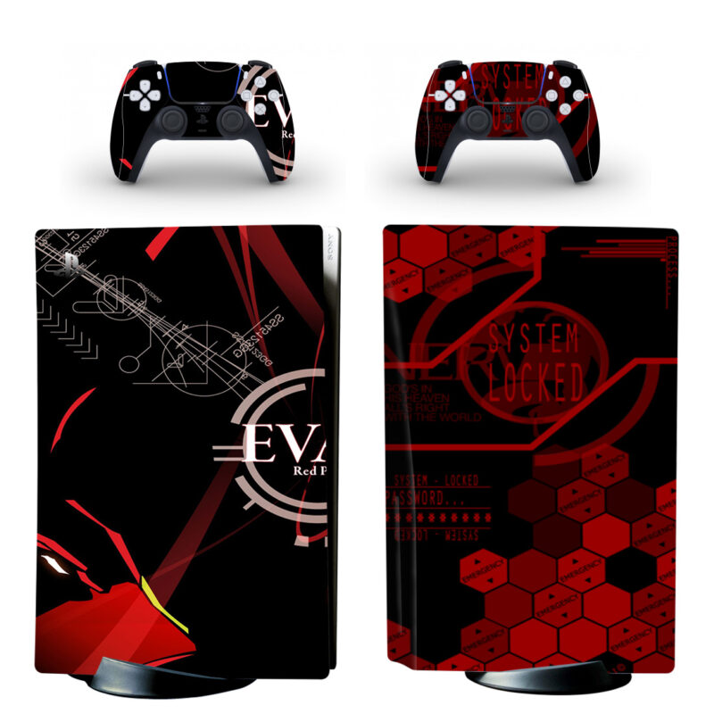 Black And Red Hexagon Pattern PS5 Skin Sticker Decal