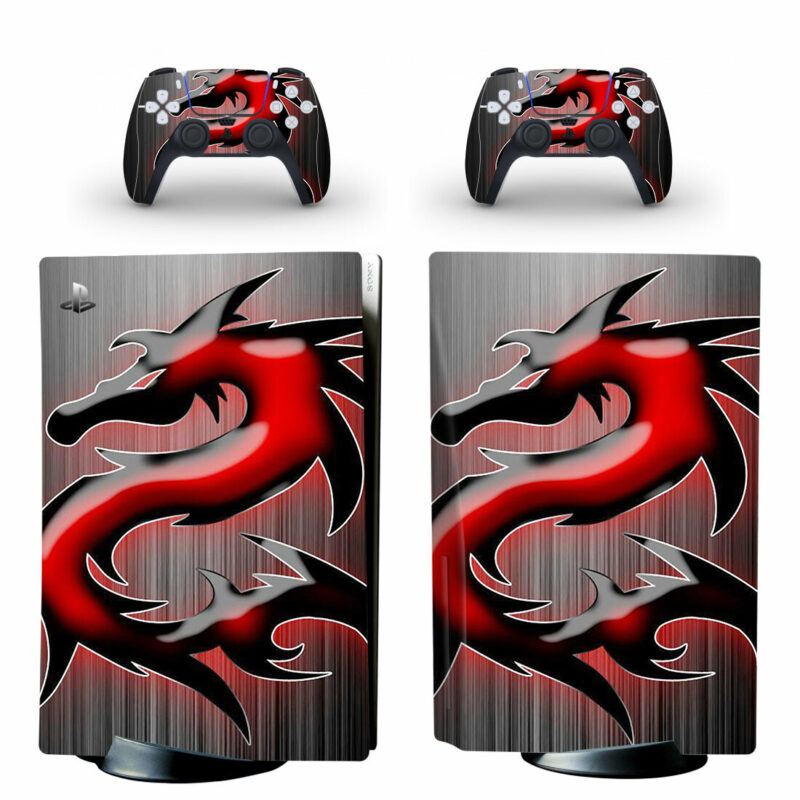 Black And Red Dragon PS5 Skin Sticker Decal