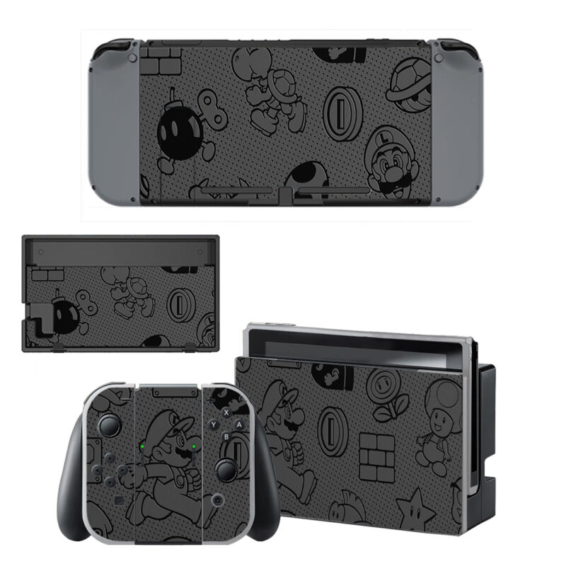 Black Mario Bros Skin Sticker For Nintendo Switch