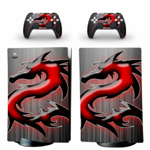 Black And Red Dragon Skin Sticker For PS5 Skin And Controllers