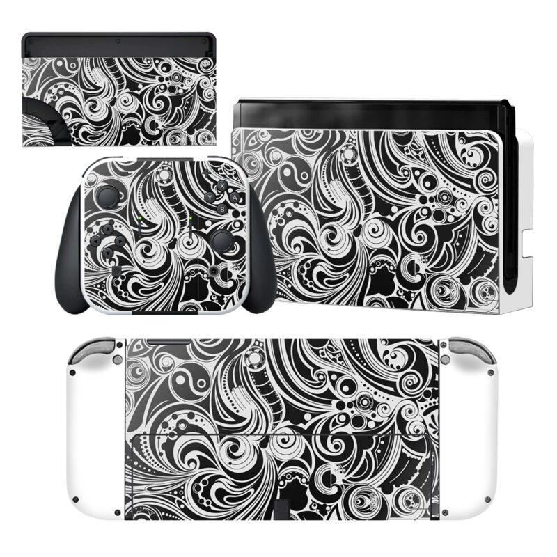 Black And White Abstract Nintendo Switch OLED Skin Sticker Decal