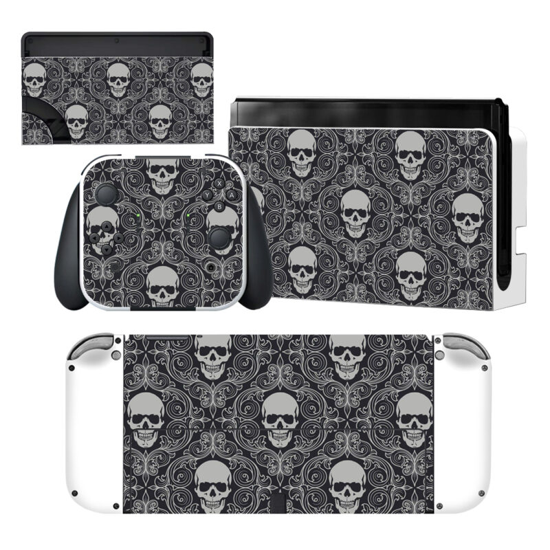 Gray Skulls Nintendo Switch OLED Skin Sticker Decal