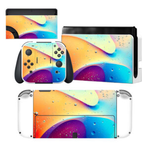 Colors And Water Droplets Nintendo Switch OLED Skin Sticker Decal