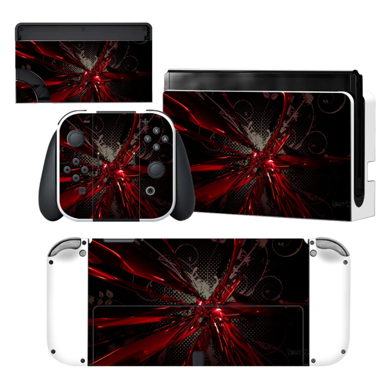 Black Red Shards Nintendo Switch OLED Skin Sticker Decal