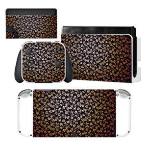 Black And Golden Flowers Nintendo Switch OLED Skin Sticker Decal