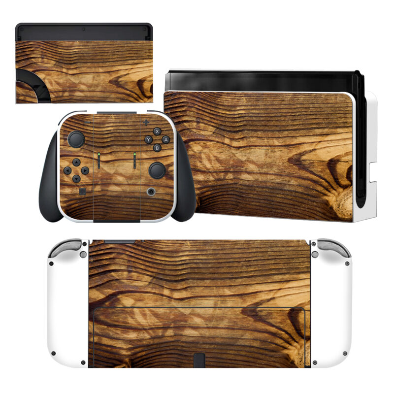 Brown Wood Nintendo Switch OLED Skin Sticker Decal