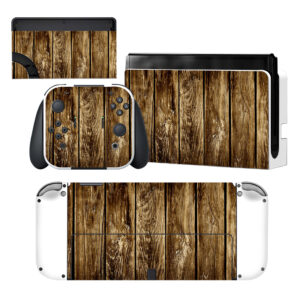 Brown Wood Nintendo Switch OLED Skin Sticker Decal Design 1