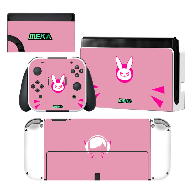 Cute Pink Rabbit Skin Sticker For Nintendo Switch OLED