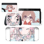 Anime Girl Wearing Glasses Skin Sticker For Nintendo Switch OLED