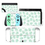 Leaf Blue Green Pattern Skin Sticker For Nintendo Switch OLED