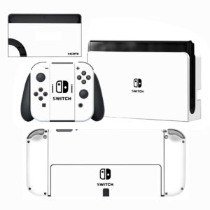 White Color Skin Sticker For Nintendo Switch OLED Design 1