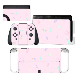 Pink Cone Ice Cream And Candy Nintendo Switch OLED Skin Sticker Decal