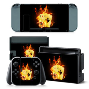 Burning Poker Cards With Fire Flame Skin Sticker For Nintendo Switch & Nintendo Switch OLED