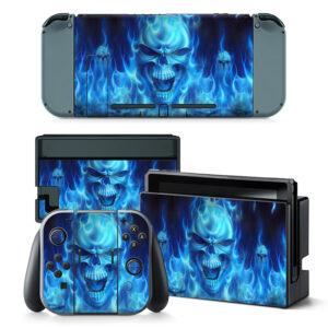 Skull In Blue Fire Skin Sticker For Nintendo Switch & Nintendo Switch OLED