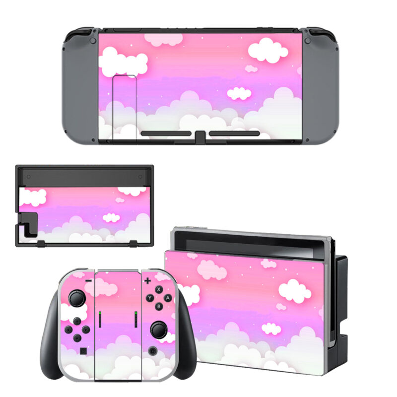 Pink Cloud Pattern Skin Sticker For Nintendo Switch & Nintendo Switch OLED