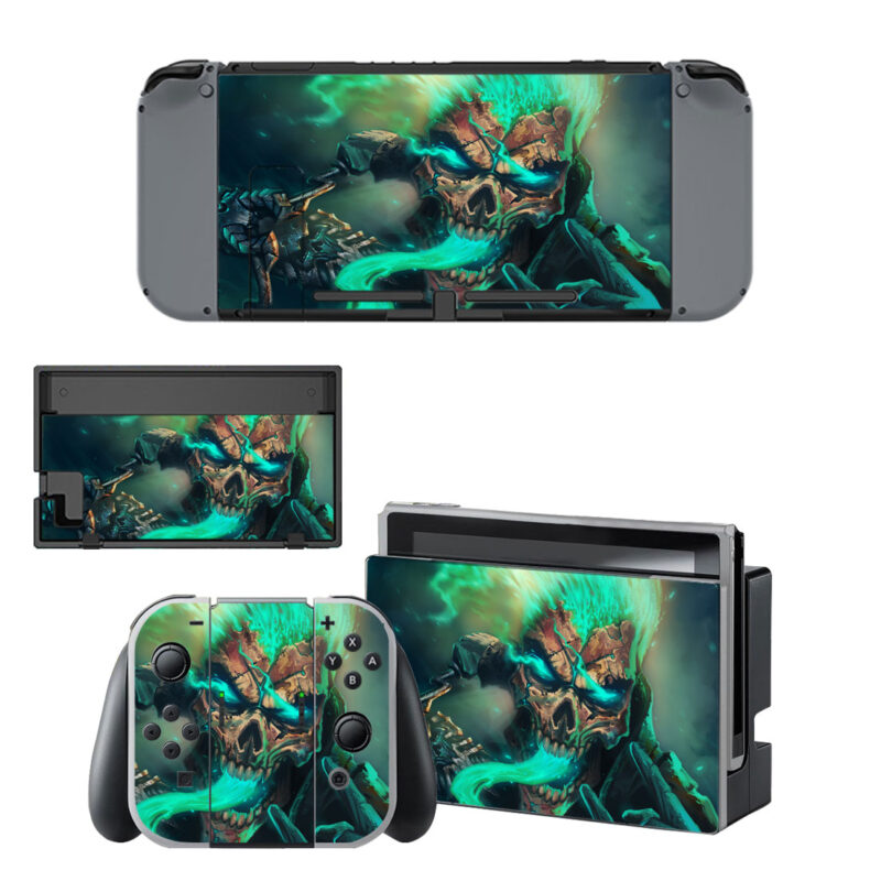 Green Fire Ghost Rider Skin Sticker For Nintendo Switch & Nintendo Switch OLED