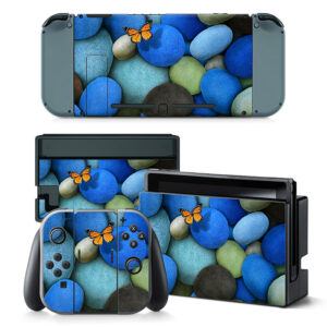 Stones On Blue With Butterfly Decal Cover For Nintendo Switch & Nintendo Switch OLED