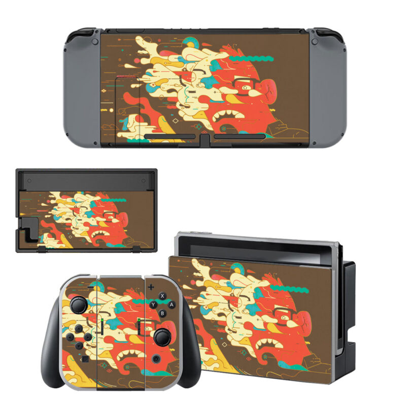 Men Face Colorful Illustration Digital Art Decal Cover For Nintendo Switch & Nintendo Switch OLED