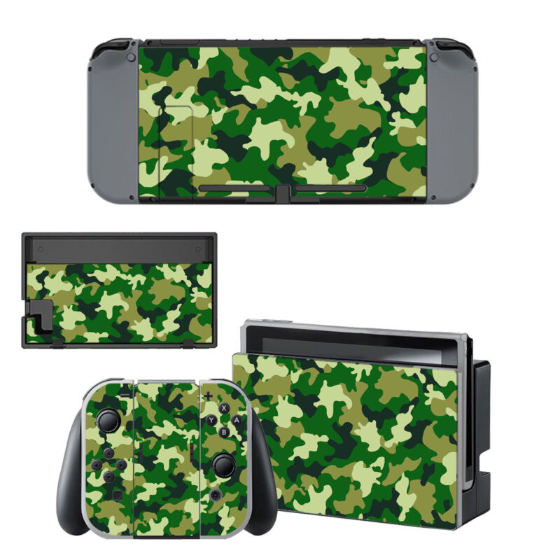 Green Camouflage Decal Cover For Nintendo Switch & Nintendo Switch OLED Design 3