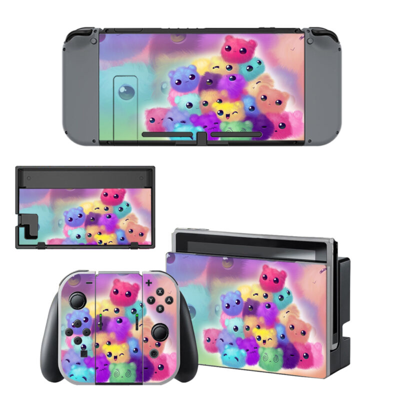 Multicolor Fluffy Chu Decal Cover For Nintendo Switch & Nintendo Switch OLED