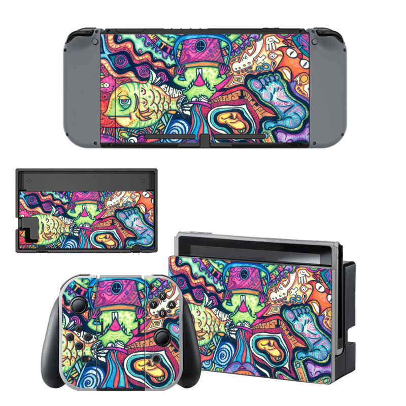 Abstract Psychedelic Painting Decal Cover For Nintendo Switch & Nintendo Switch OLED