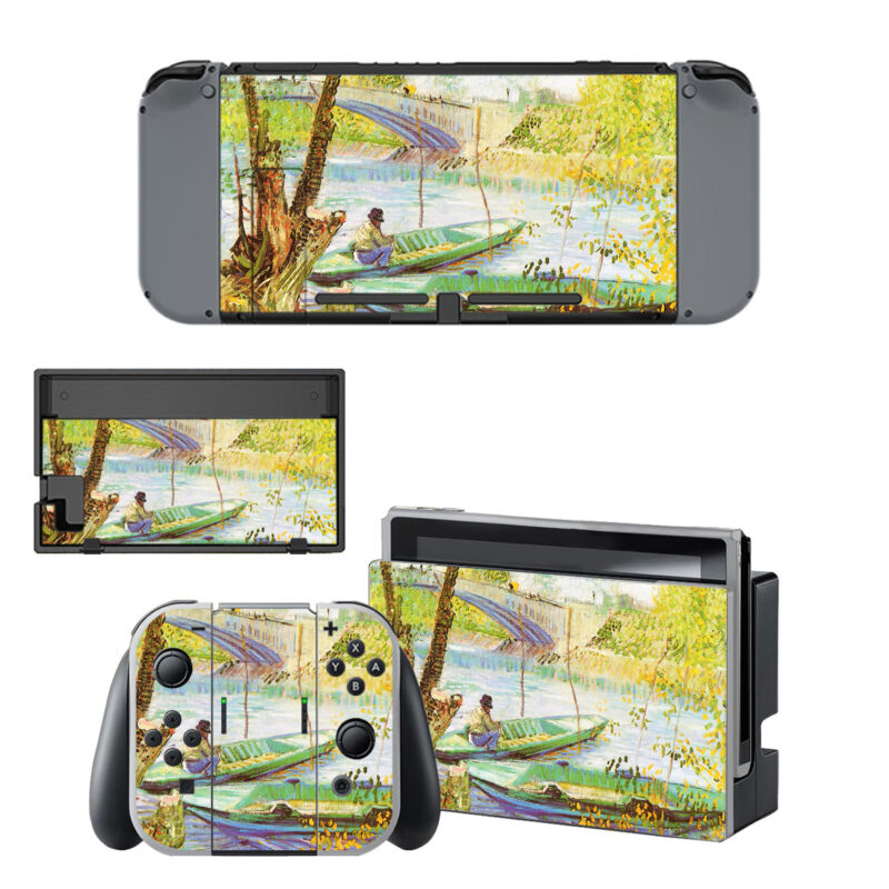 Fishing In Spring Painting Decal Cover For Nintendo Switch & Nintendo Switch OLED