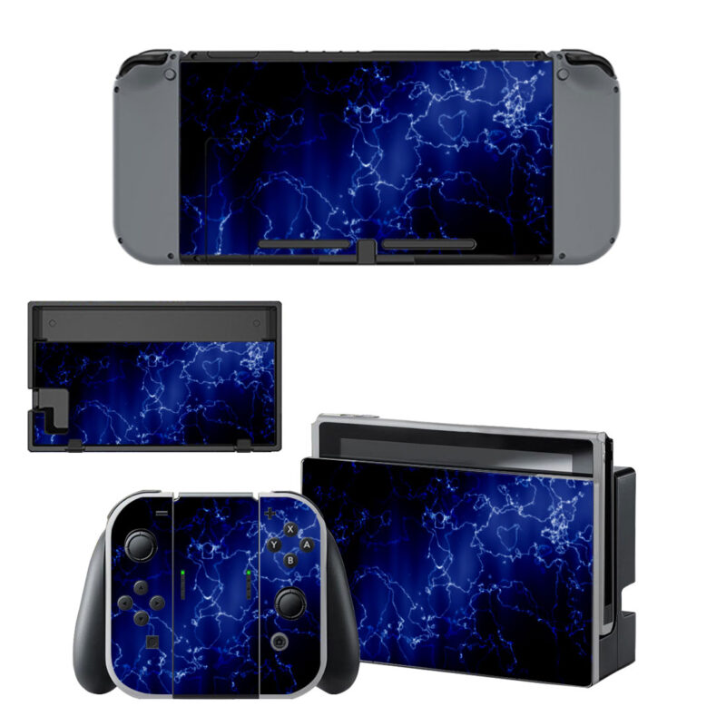 Blue Lightning Decal Cover For Nintendo Switch & Nintendo Switch OLED Design 1