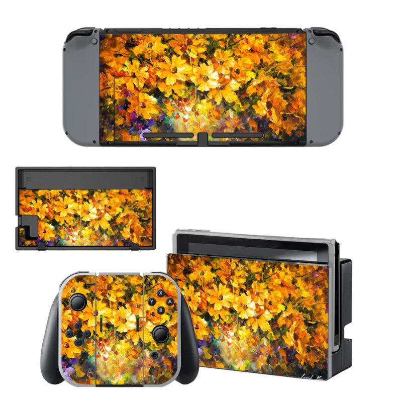 Orange Flowers Painting By Leonid Afremov Decal Cover For Nintendo Switch & Nintendo Switch OLED