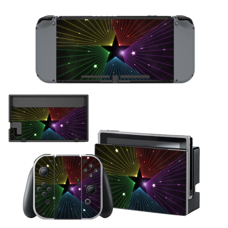 Radiate Star With Rainbow Light Rays Decal Cover For Nintendo Switch & Nintendo Switch OLED