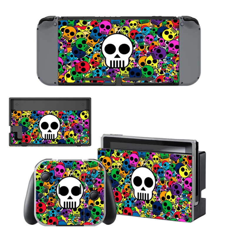 Multicolored Skulls Decal Cover For Nintendo Switch & Nintendo Switch OLED