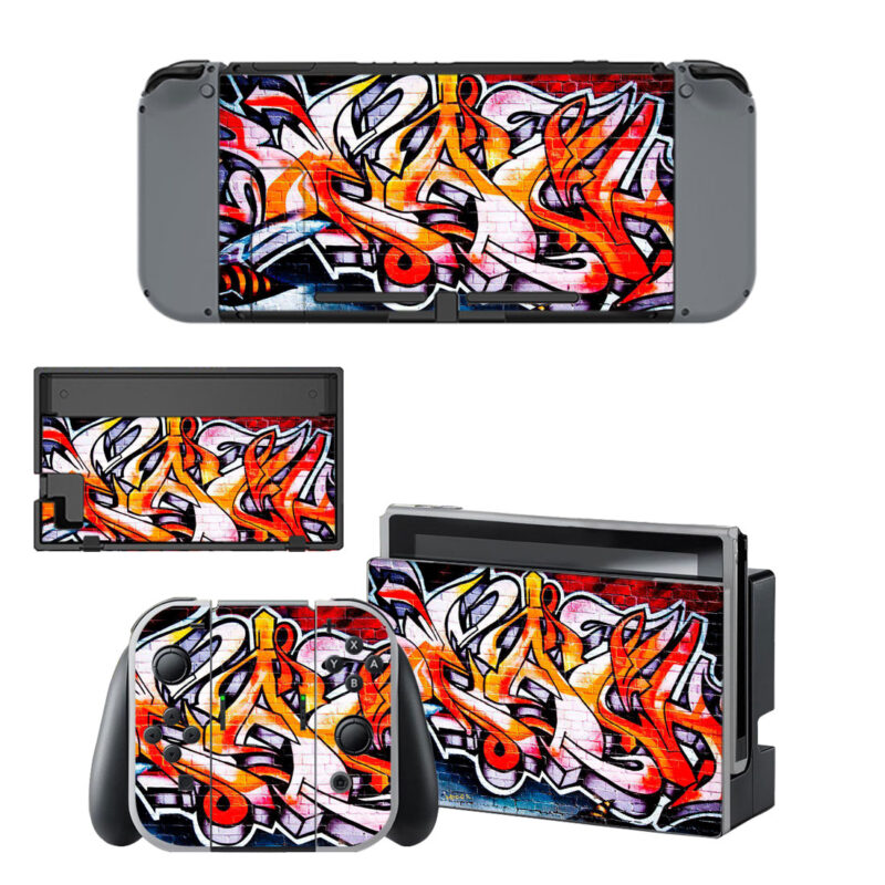 Colorful Orange Graffiti Wall Art Decal Cover For Nintendo Switch & Nintendo Switch OLED