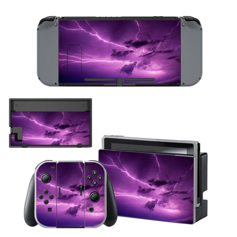 Purple Lightning Decal Cover For Nintendo Switch & Nintendo Switch OLED