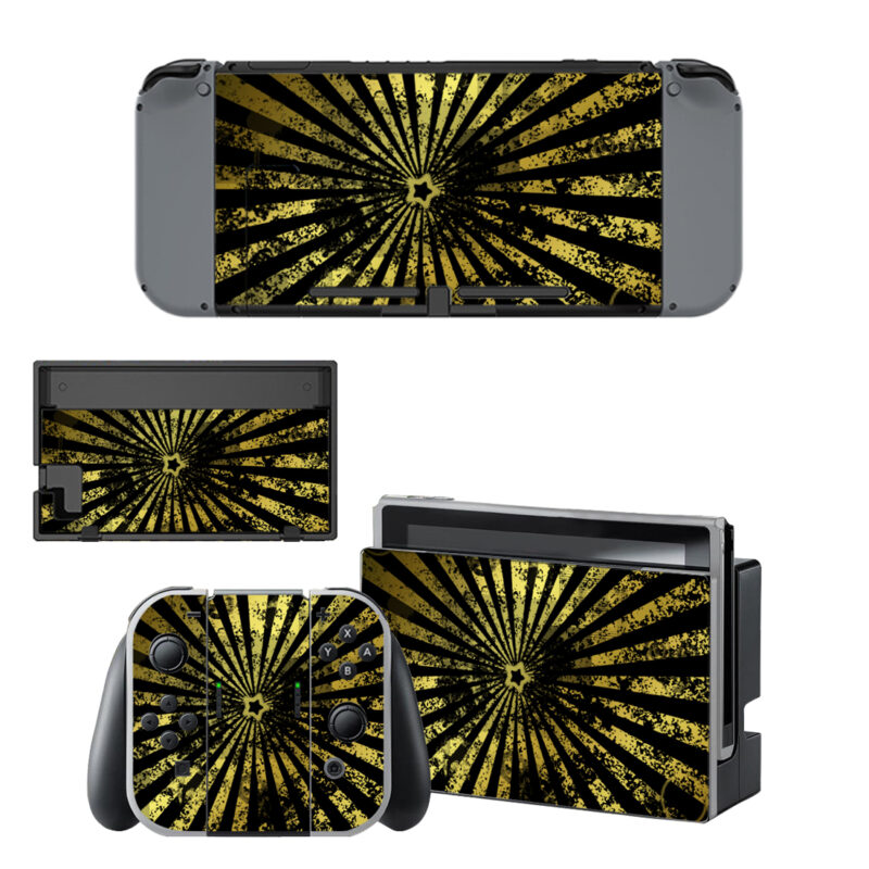 Yellow With Black Grunge Rays Decal Cover For Nintendo Switch & Nintendo Switch OLED