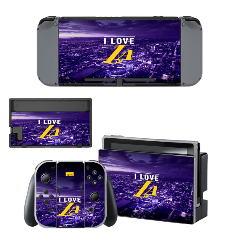 Purple Lakers I Love LA Decal Cover For Nintendo Switch & Nintendo Switch OLED