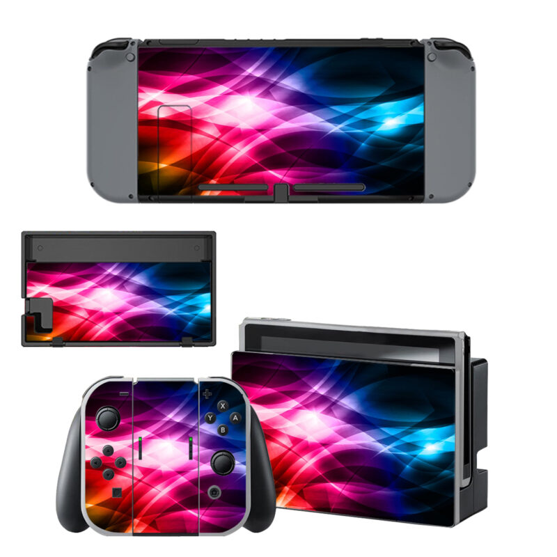 Colorful Abstract 3D Waves Decal Cover For Nintendo Switch & Nintendo Switch OLED