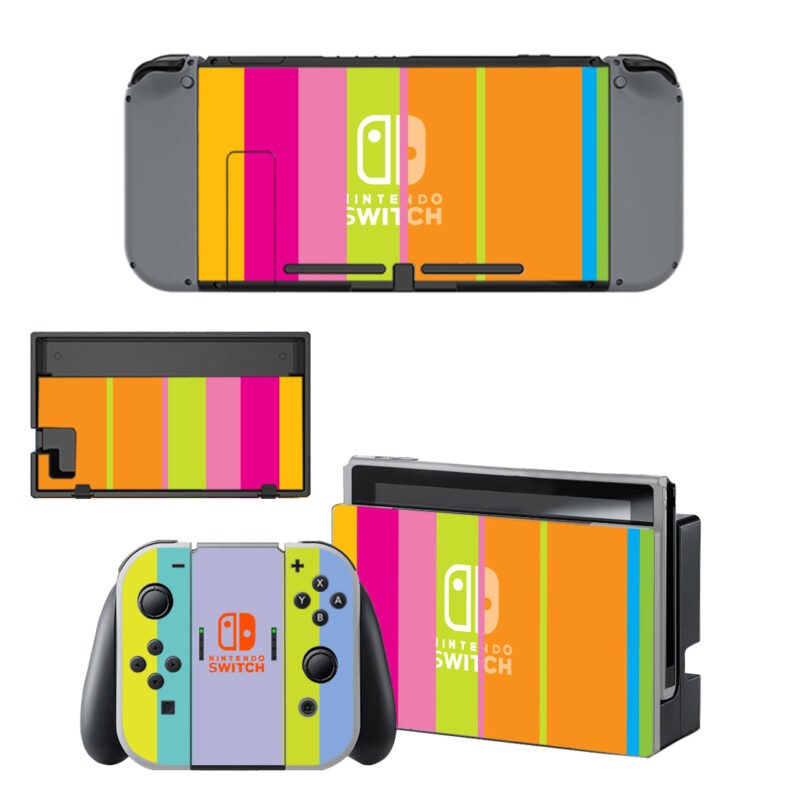 Vertical Lines Retro Color Pattern Decal Cover For Nintendo Switch & Nintendo Switch OLED