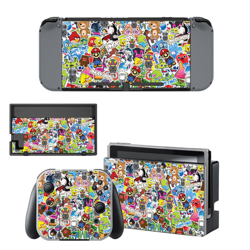 Cartoon Sticker Bomb Decal Cover For Nintendo Switch & Nintendo Switch OLED Design 2