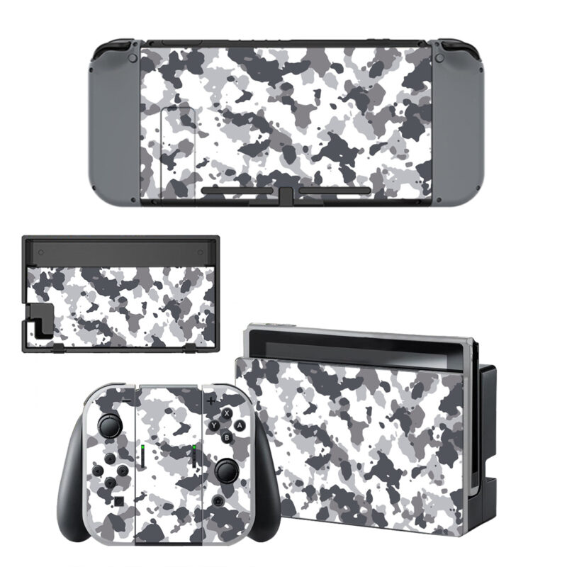 White And Black Camouflage Decal Cover For Nintendo Switch & Nintendo Switch OLED