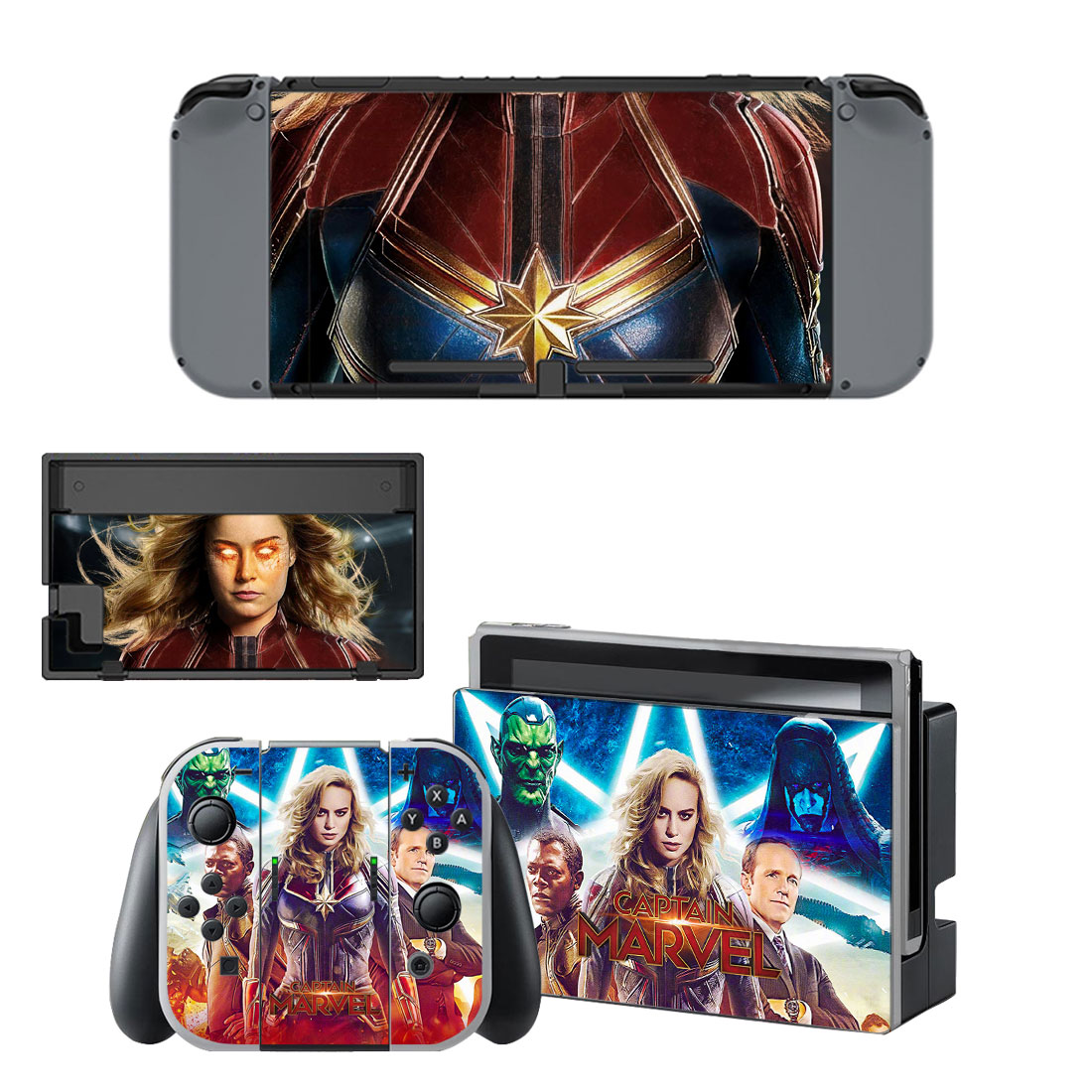 Captain Marvel Skin Sticker For Nintendo Switch & Nintendo Switch OLED Design 2