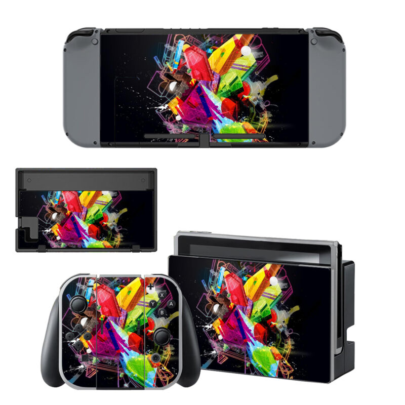 Colorful Graffiti Art On Black Blackground Decal Cover For Nintendo Switch & Nintendo Switch OLED