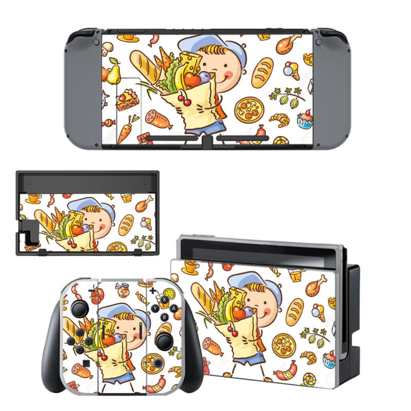 Child With A Big Bag And Food Set Decal Cover For Nintendo Switch & Nintendo Switch OLED