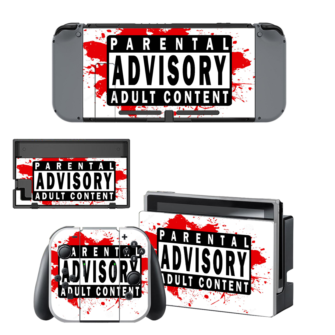 Parental Advisory Adult Content Skin Sticker For Nintendo Switch & Nintendo Switch OLED