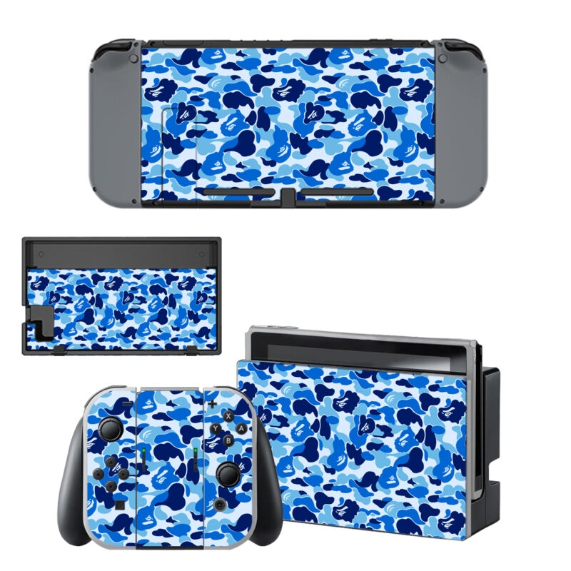 Blue Camouflage Skin Sticker For Nintendo Switch & Nintendo Switch OLED