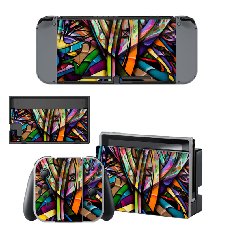 3D Abstract Geometric Colorful Graffiti Decal Cover For Nintendo Switch & Nintendo Switch OLED