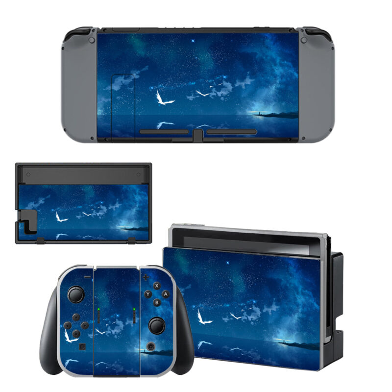 White Birds Flying Above Sea Art Decal Cover For Nintendo Switch & Nintendo Switch OLED