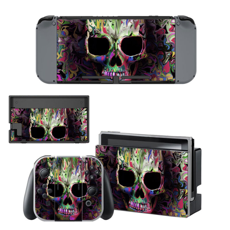 Colorful Skull Skin Sticker For Nintendo Switch & Nintendo Switch OLED Design 1