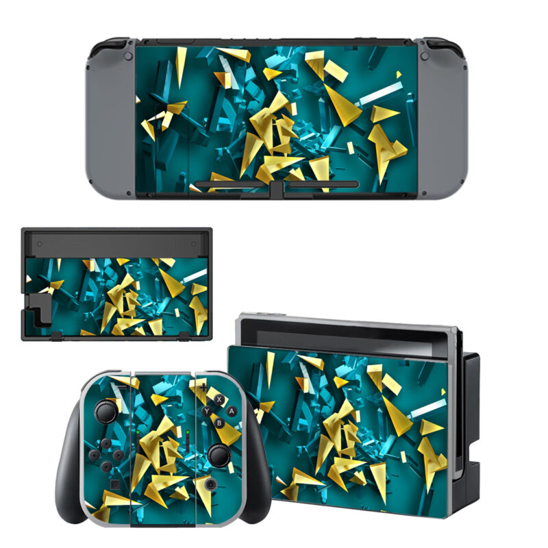 Yellow And Teal Shattered Glass Digital Decal Cover For Nintendo Switch & Nintendo Switch OLED