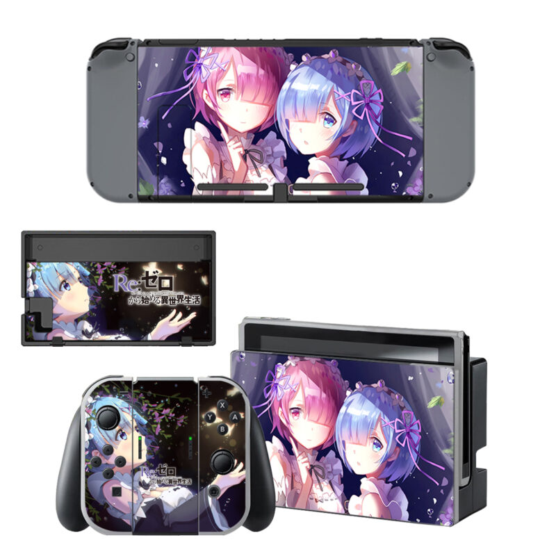 Re Zero Rem And Ram Skin Sticker For Nintendo Switch & Nintendo Switch OLED Design 2