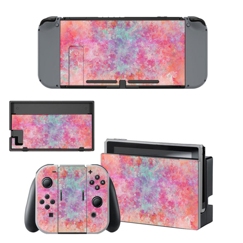 Pink Watercolor Texture Skin Sticker For Nintendo Switch & Nintendo Switch OLED