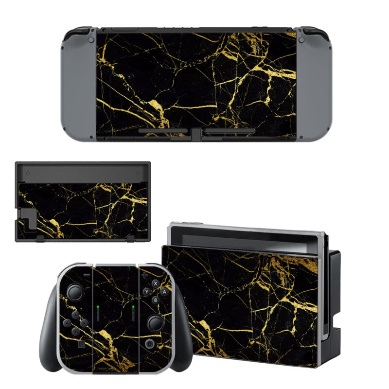 Black Gold Marble Decal Cover For Nintendo Switch & Nintendo Switch OLED